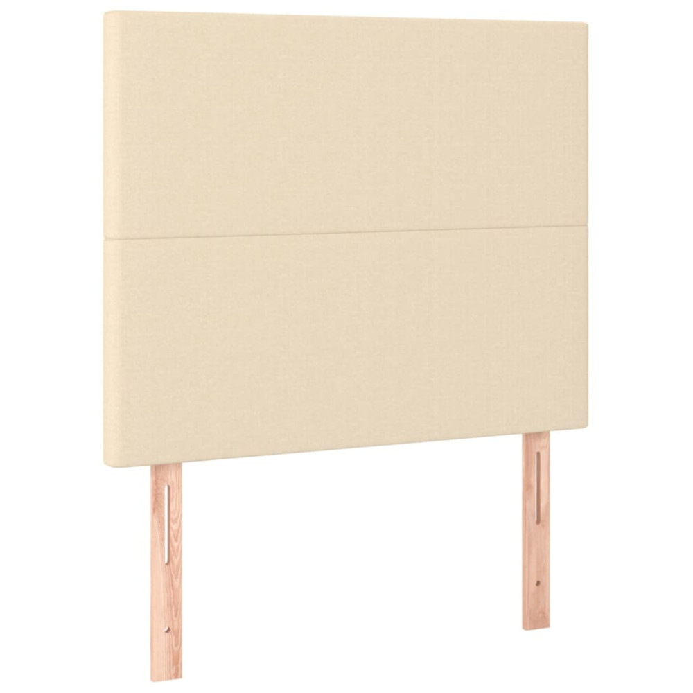 Produktbild för Ramsäng med madrass gräddvit 90x200 cm tyg
