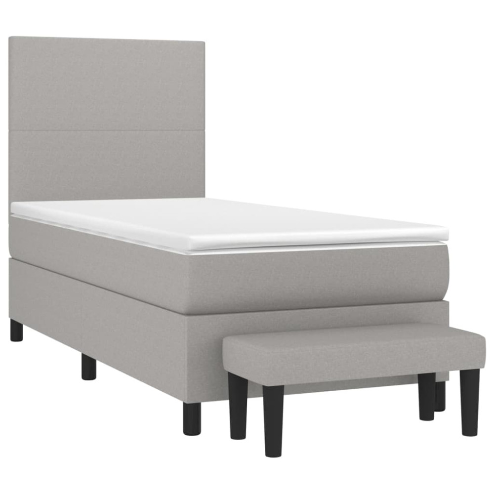 Produktbild för Ramsäng med madrass ljusgrå 100x200 cm tyg