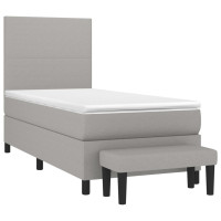 Produktbild för Ramsäng med madrass ljusgrå 100x200 cm tyg