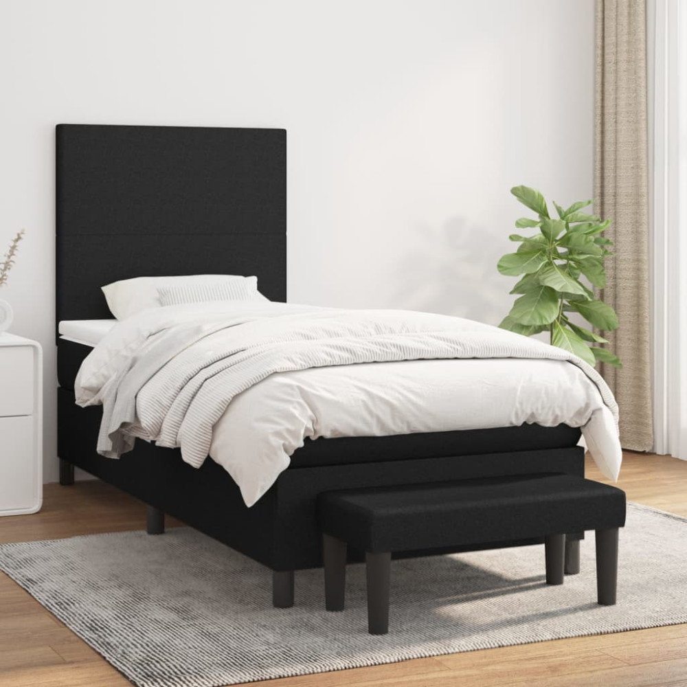 Produktbild för Ramsäng med madrass svart 100x200 cm tyg