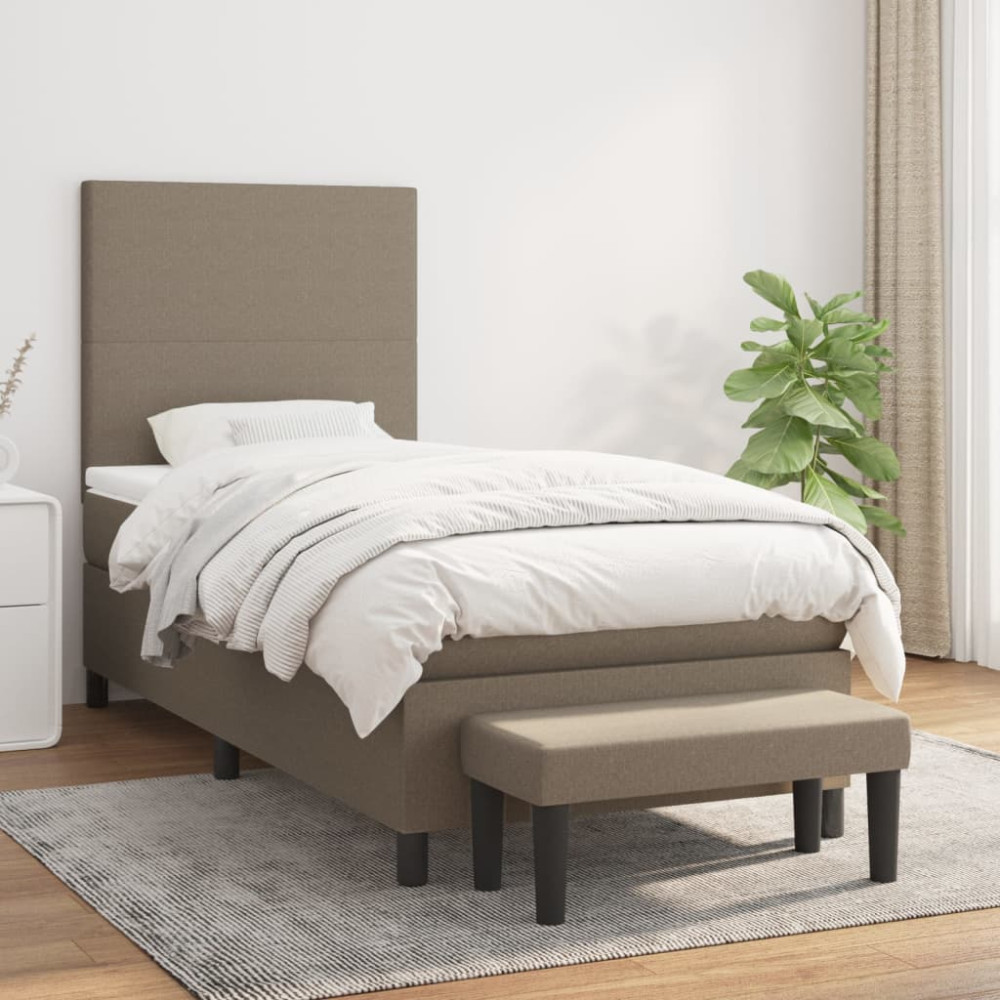 Produktbild för Ramsäng med madrass taupe 100x200 cm tyg