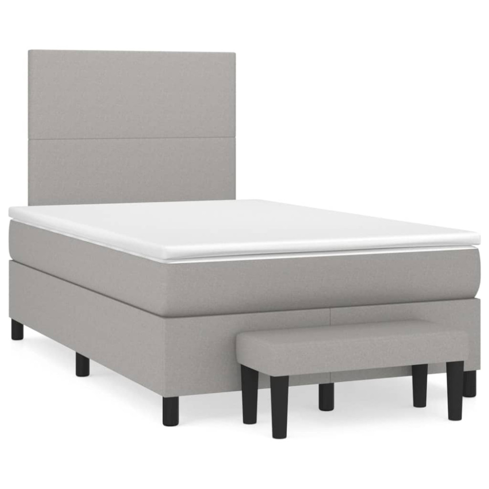 Produktbild för Ramsäng med madrass ljusgrå 120x200 cm tyg