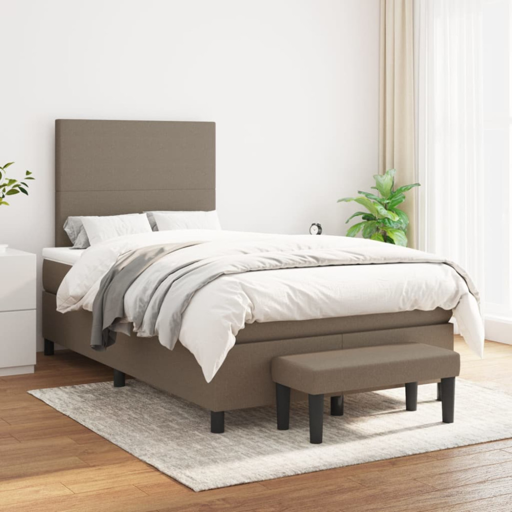 Produktbild för Ramsäng med madrass taupe 120x200 cm tyg