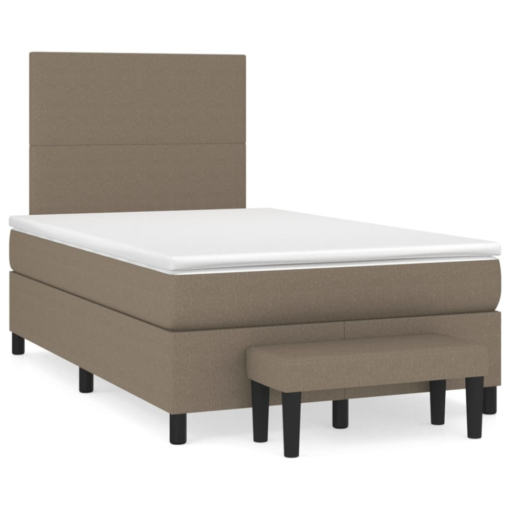 Produktbild för Ramsäng med madrass taupe 120x200 cm tyg