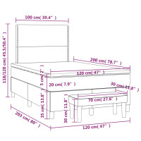 Produktbild för Ramsäng med madrass mörkgrå 120x200 cm tyg