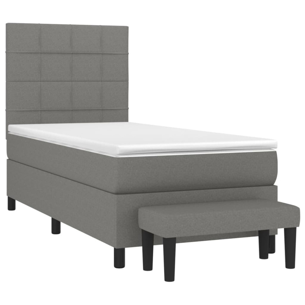 Produktbild för Ramsäng med madrass mörkgrå 90x200 cm tyg