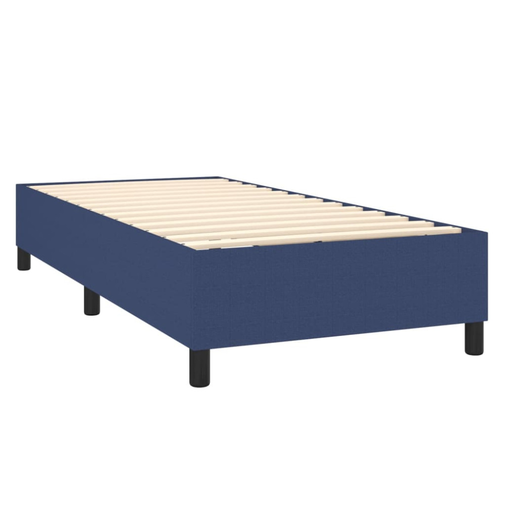 Produktbild för Ramsäng med madrass blå 90x200 cm tyg