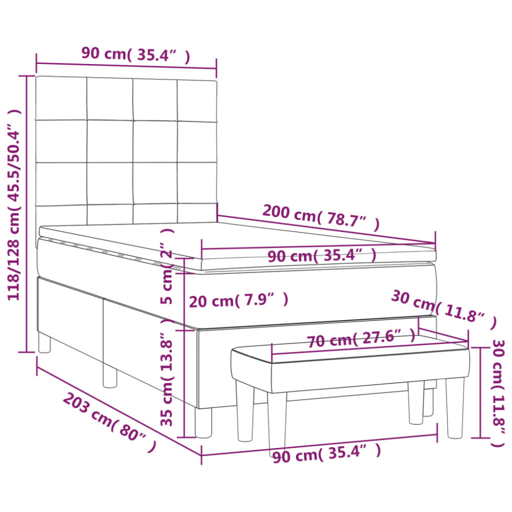 Produktbild för Ramsäng med madrass blå 90x200 cm tyg