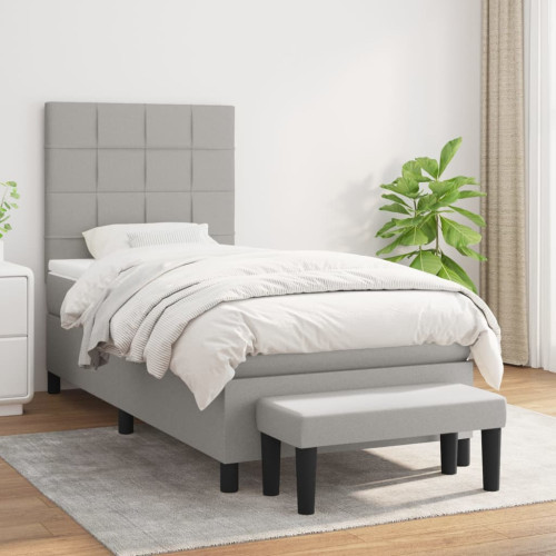 vidaXL Ramsäng med madrass ljusgrå 100x200 cm tyg
