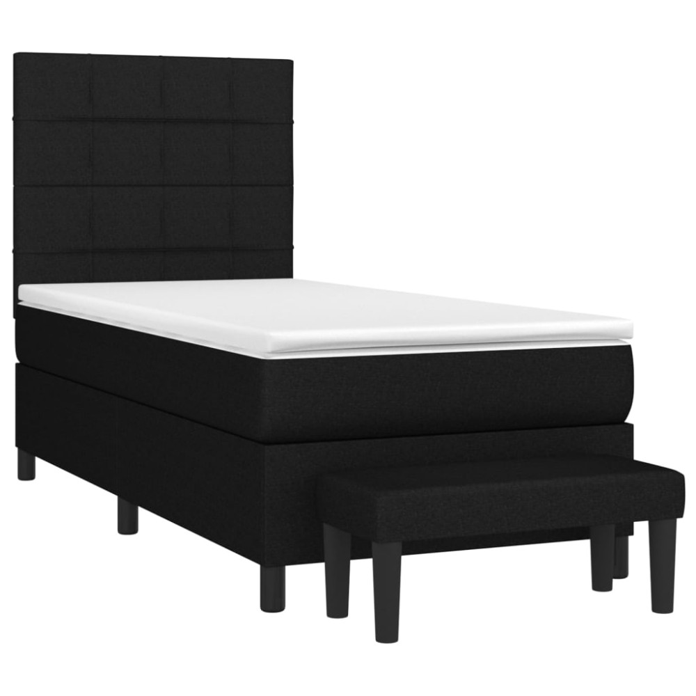 Produktbild för Ramsäng med madrass svart 100x200 cm tyg