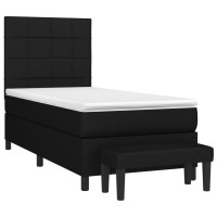 Produktbild för Ramsäng med madrass svart 100x200 cm tyg