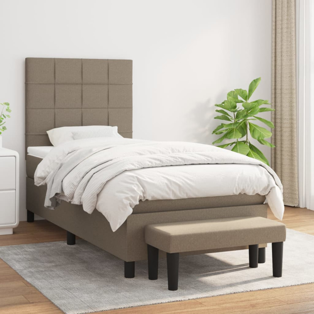 Produktbild för Ramsäng med madrass taupe 100x200 cm tyg