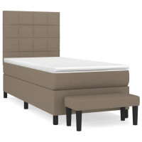 Produktbild för Ramsäng med madrass taupe 100x200 cm tyg