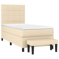 Produktbild för Ramsäng med madrass gräddvit 100x200 cm tyg