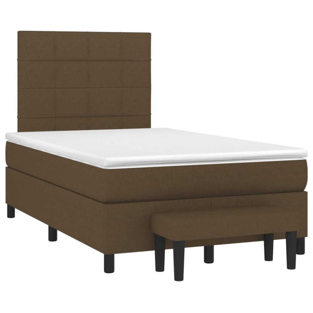 Produktbild för Ramsäng med madrass mörkbrun 120x200 cm tyg