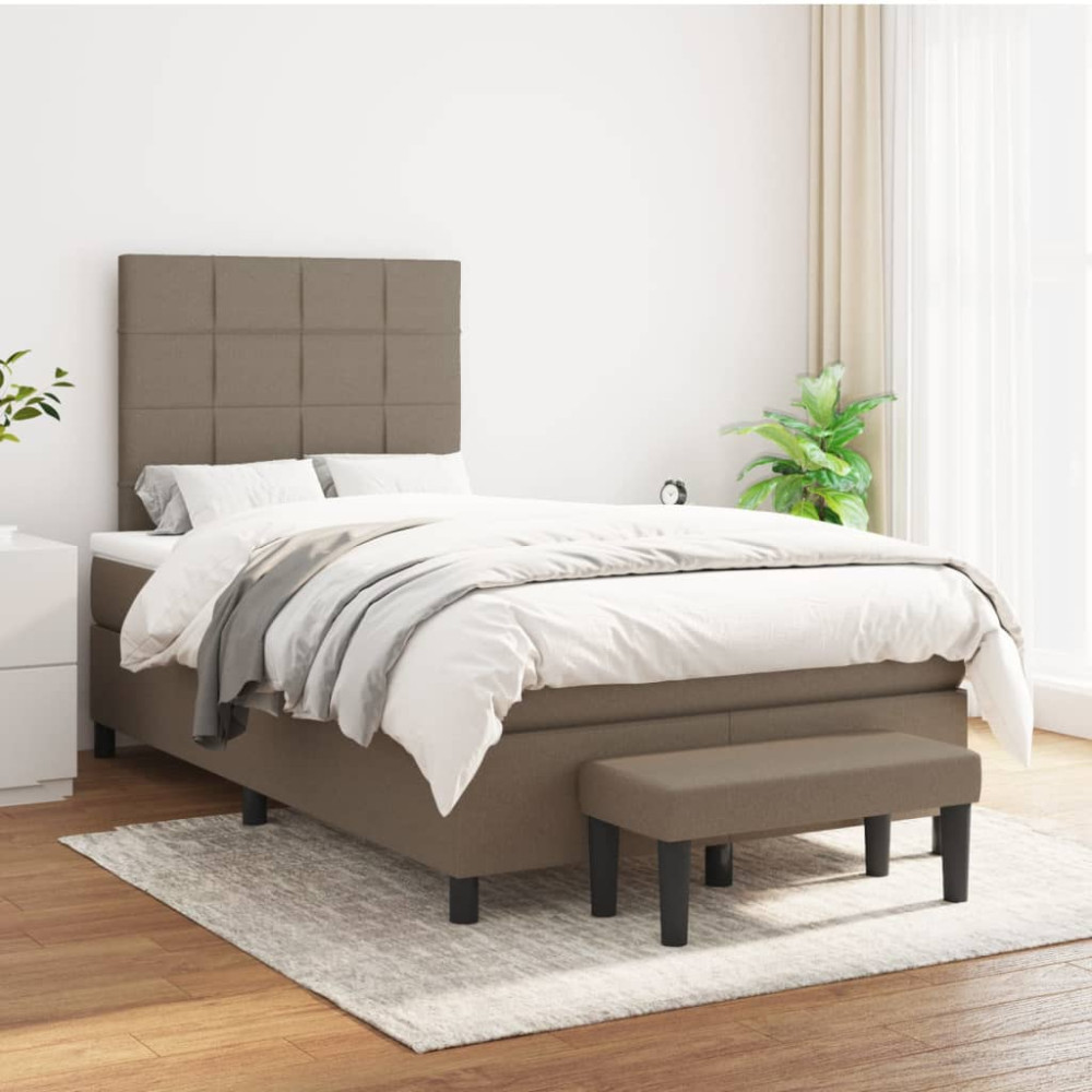 Produktbild för Ramsäng med madrass taupe 120x200 cm tyg
