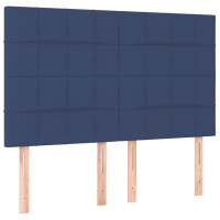 Produktbild för Ramsäng med madrass blå 140x190 cm tyg