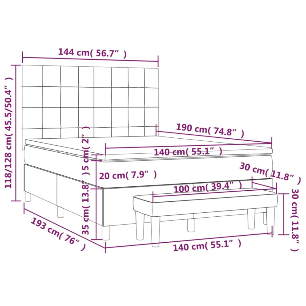 Produktbild för Ramsäng med madrass blå 140x190 cm tyg