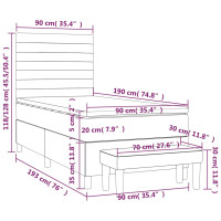 Produktbild för Ramsäng med madrass mörkgrå 90x190 cm tyg