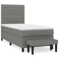 Produktbild för Ramsäng med madrass mörkgrå 100x200 cm tyg