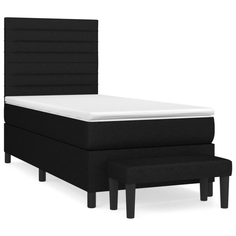 Produktbild för Ramsäng med madrass svart 100x200 cm tyg