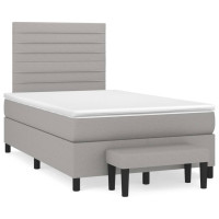 Produktbild för Ramsäng med madrass ljusgrå 120x200 cm tyg