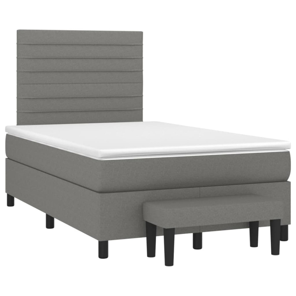 Produktbild för Ramsäng med madrass mörkgrå 120x200 cm tyg