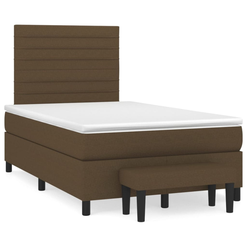 Produktbild för Ramsäng med madrass mörkbrun 120x200 cm tyg