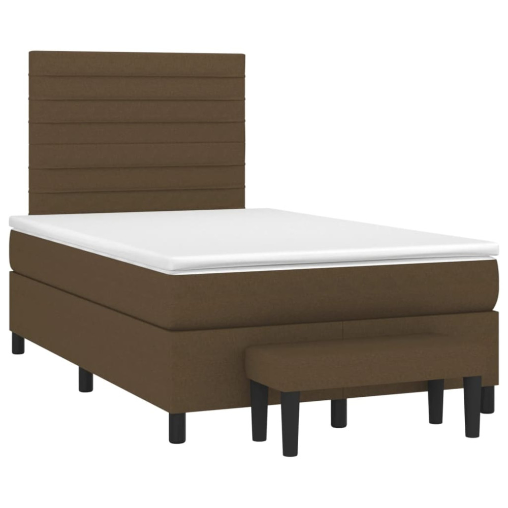 Produktbild för Ramsäng med madrass mörkbrun 120x200 cm tyg
