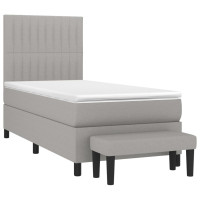 Produktbild för Ramsäng med madrass ljusgrå 90x200 cm tyg