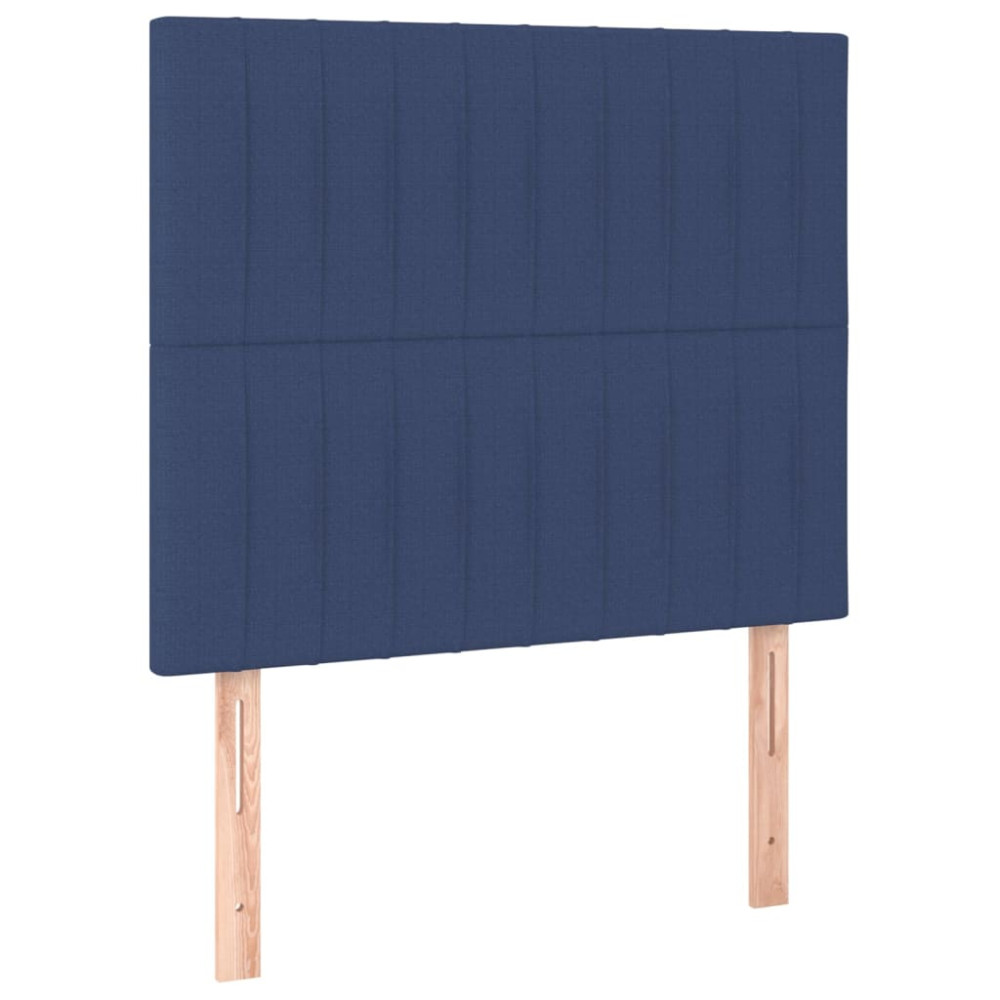 Produktbild för Ramsäng med madrass blå 90x200 cm tyg