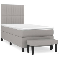 Produktbild för Ramsäng med madrass ljusgrå 100x200 cm tyg