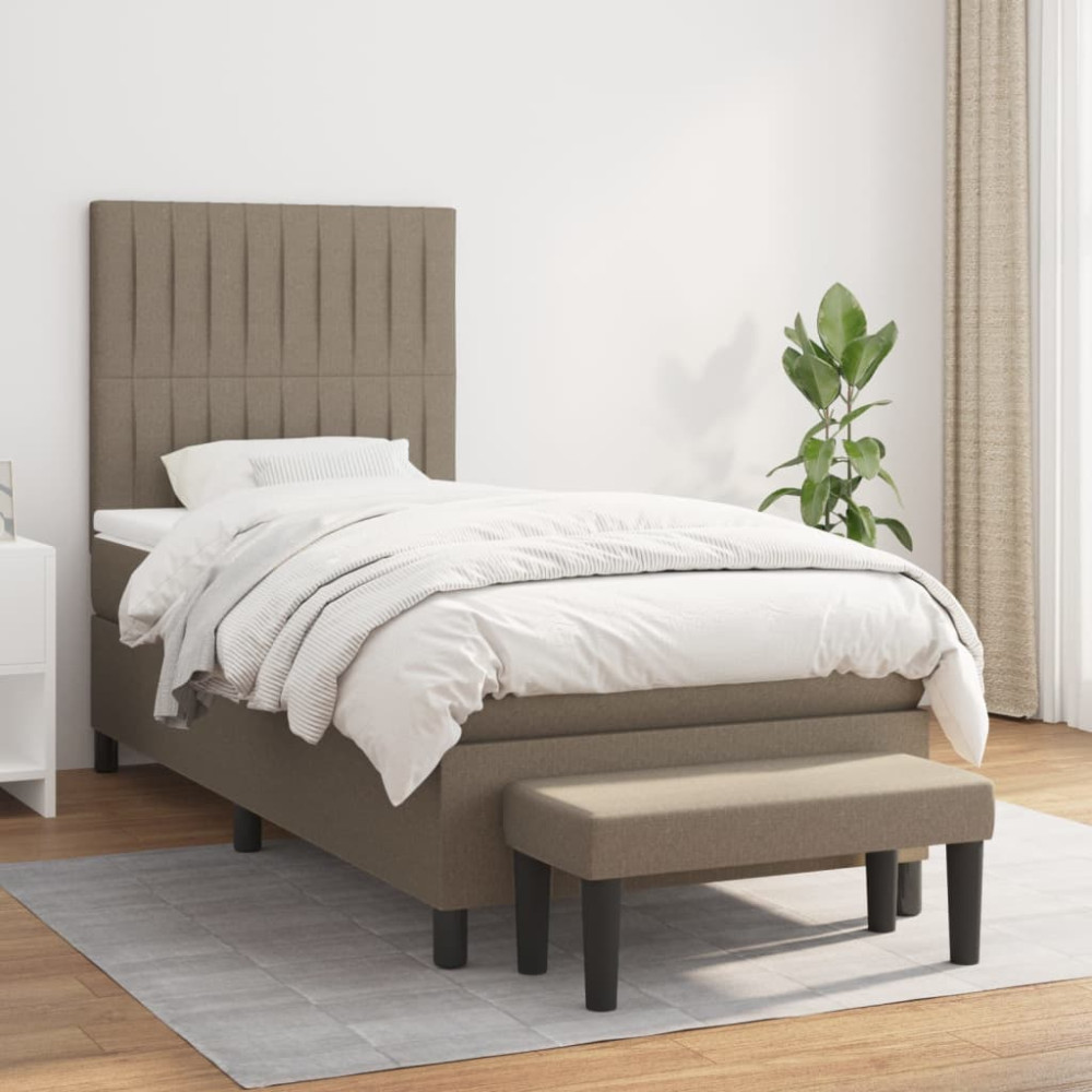 Produktbild för Ramsäng med madrass taupe 100x200 cm tyg