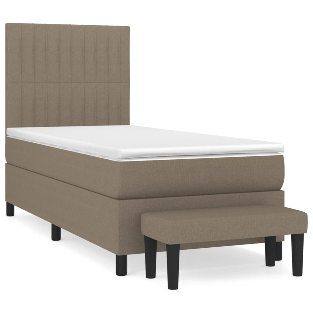 Produktbild för Ramsäng med madrass taupe 100x200 cm tyg
