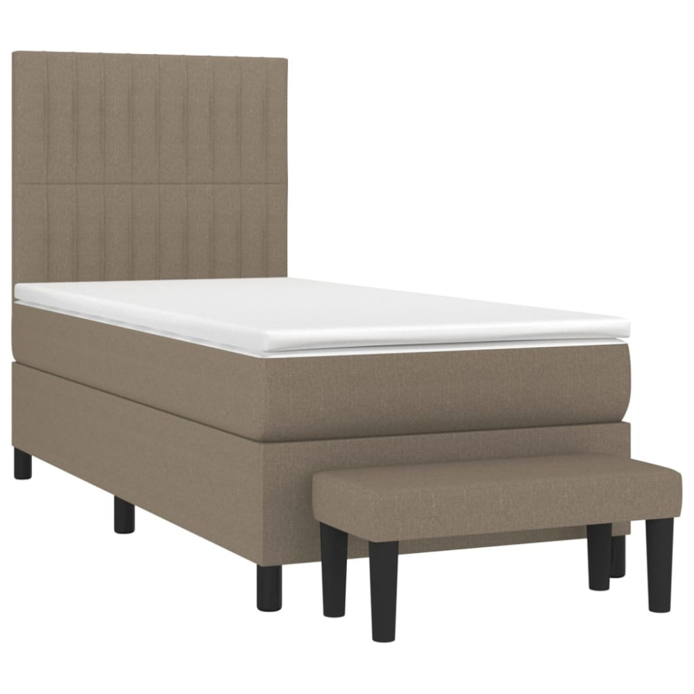 Produktbild för Ramsäng med madrass taupe 100x200 cm tyg
