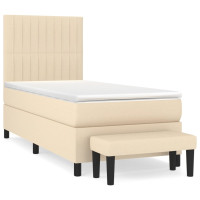 Produktbild för Ramsäng med madrass gräddvit 100x200 cm tyg
