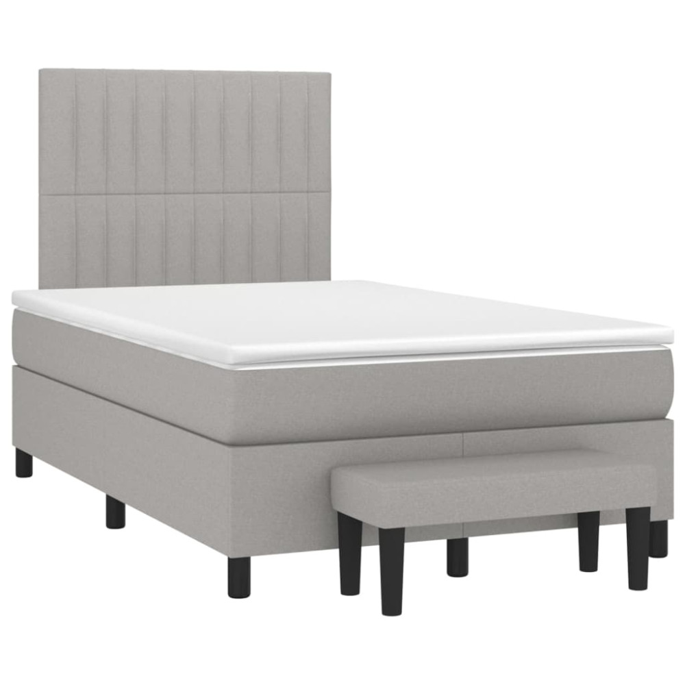 Produktbild för Ramsäng med madrass ljusgrå 120x200 cm tyg