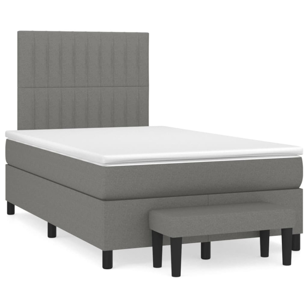 Produktbild för Ramsäng med madrass mörkgrå 120x200 cm tyg