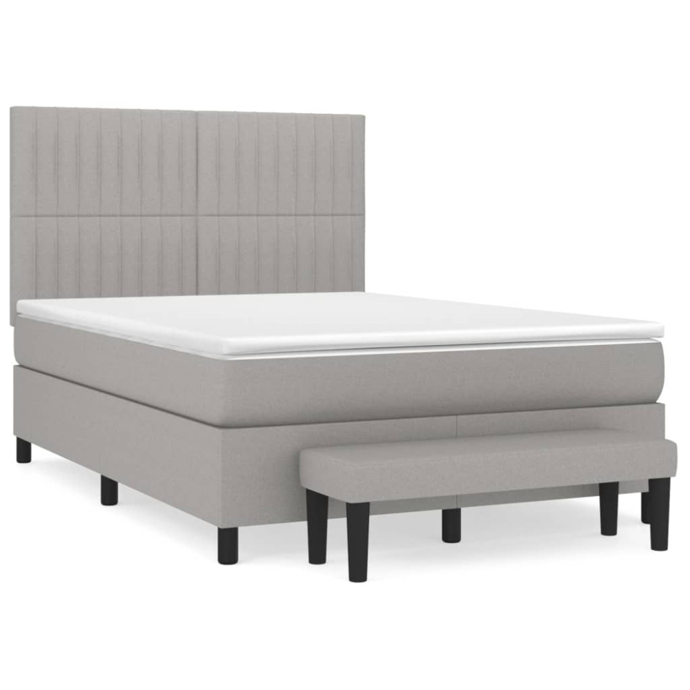 Produktbild för Ramsäng med madrass ljusgrå 140x200 cm tyg