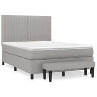 Produktbild för Ramsäng med madrass ljusgrå 140x200 cm tyg