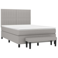 Produktbild för Ramsäng med madrass ljusgrå 140x200 cm tyg