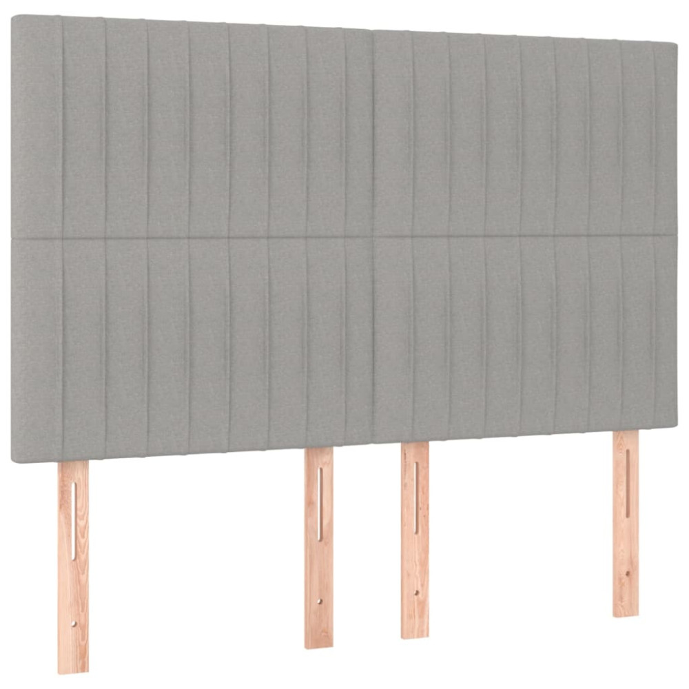 Produktbild för Ramsäng med madrass ljusgrå 140x200 cm tyg