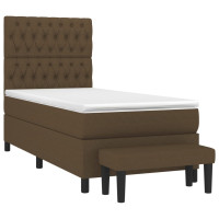 Produktbild för Ramsäng med madrass mörkbrun 90x190 cm tyg