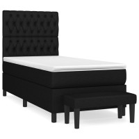 Produktbild för Ramsäng med madrass svart 100x200 cm tyg