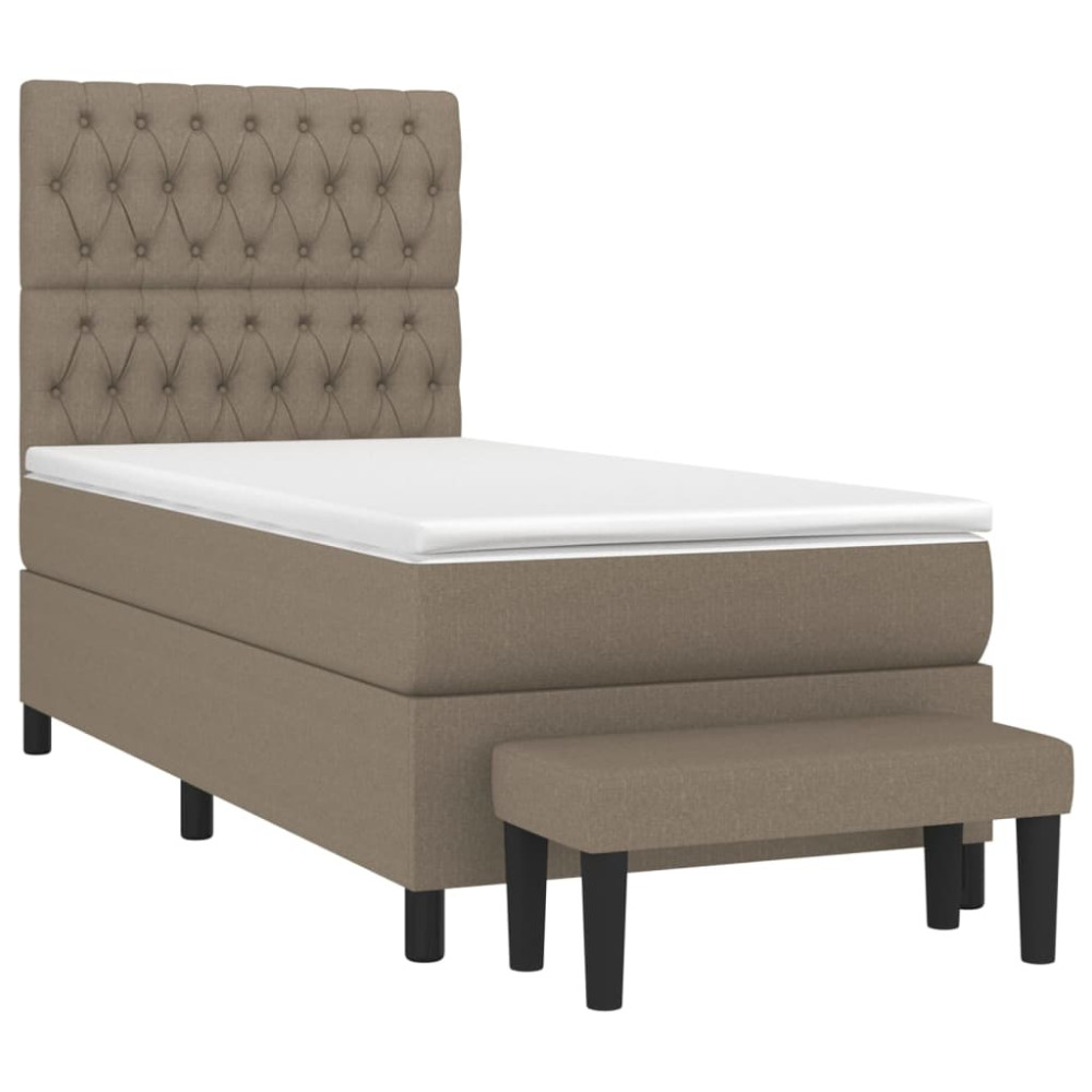 Produktbild för Ramsäng med madrass taupe 100x200 cm tyg