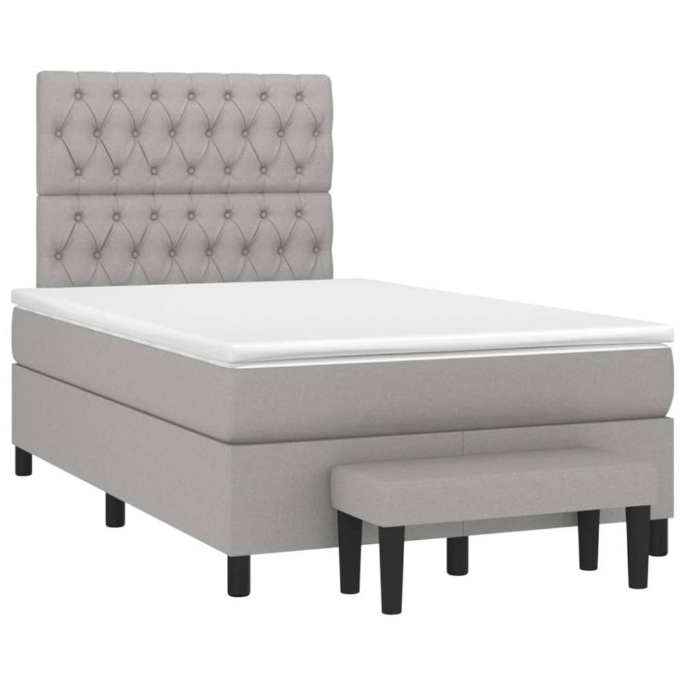 Produktbild för Ramsäng med madrass ljusgrå 120x200 cm tyg