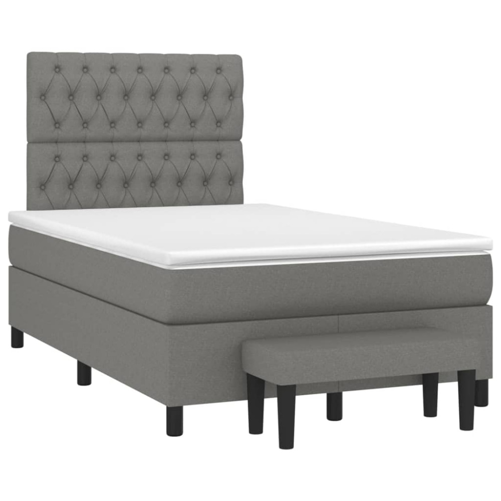 Produktbild för Ramsäng med madrass mörkgrå 120x200 cm tyg