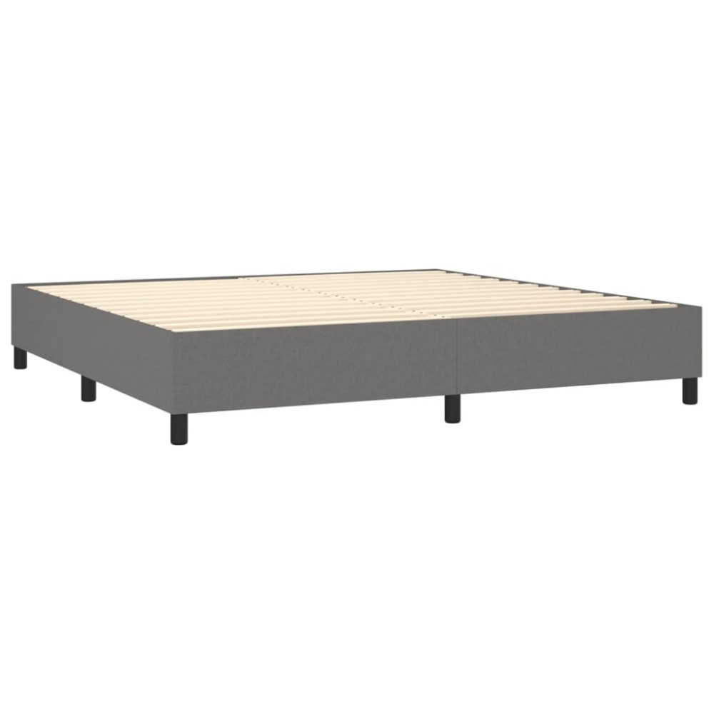 Produktbild för Ramsäng med madrass mörkgrå 200x200 cm tyg