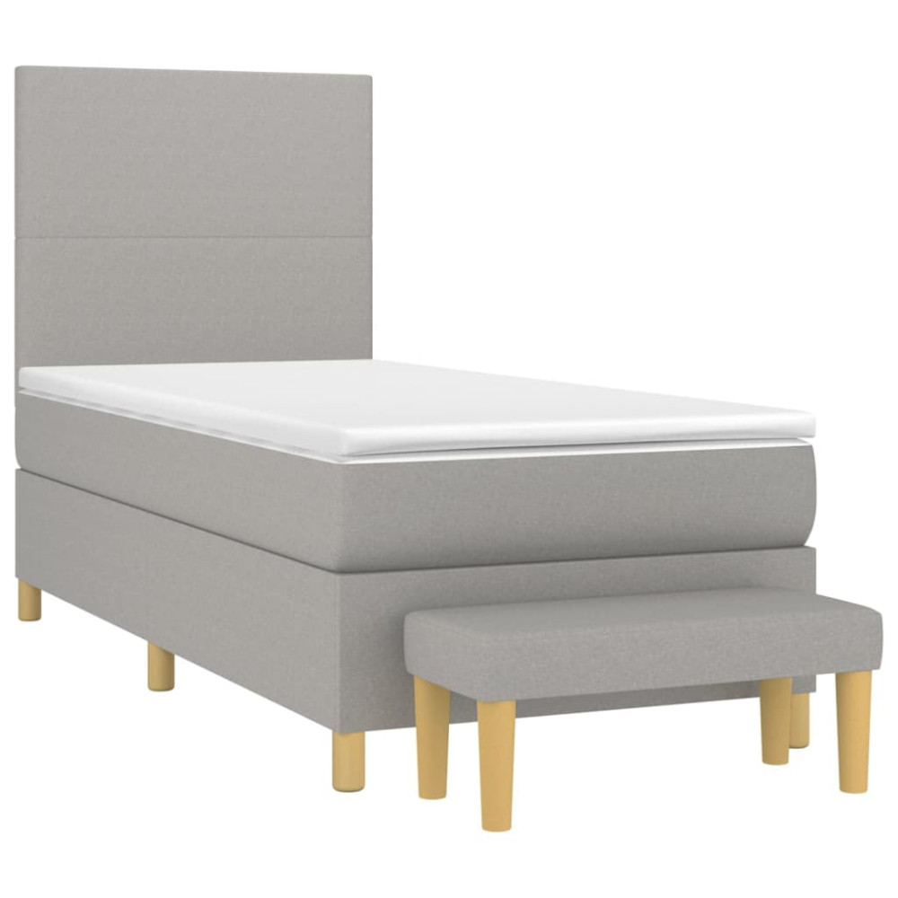 Produktbild för Ramsäng med madrass ljusgrå 80x200 cm tyg
