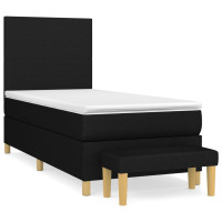 Produktbild för Ramsäng med madrass svart 90x190 cm tyg